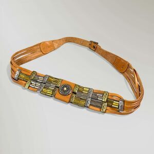 Vintage Western Concho Belt Argentina Leather S/M Boho Y2K Metal Stud Waist Belt